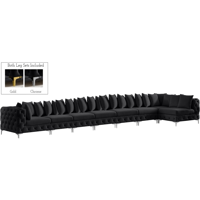 Meridian Furniture Tremblay Black Velvet Modular Sectional
