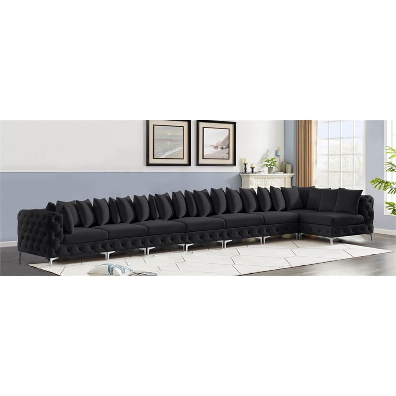 Meridian Furniture Tremblay Black Velvet Modular Sectional
