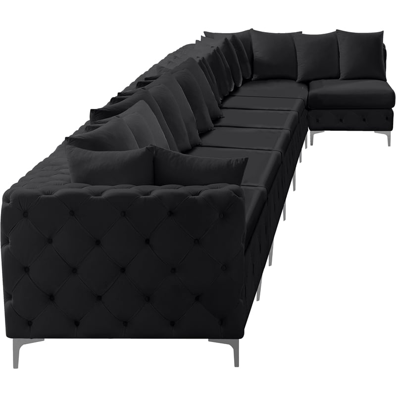 Meridian Furniture Tremblay Black Velvet Modular Sectional