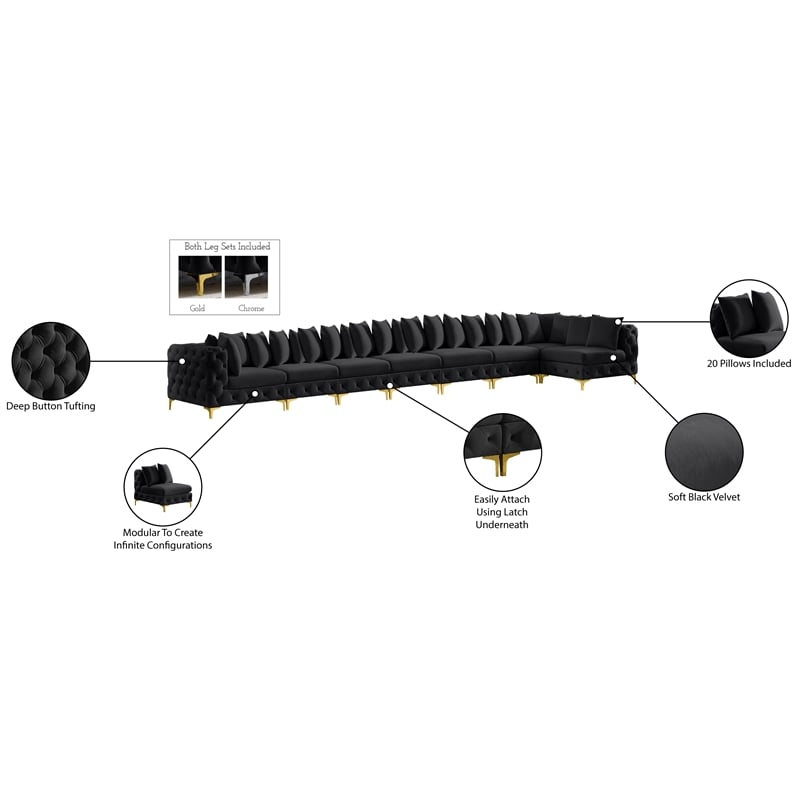 Meridian Furniture Tremblay Black Velvet Modular Sectional