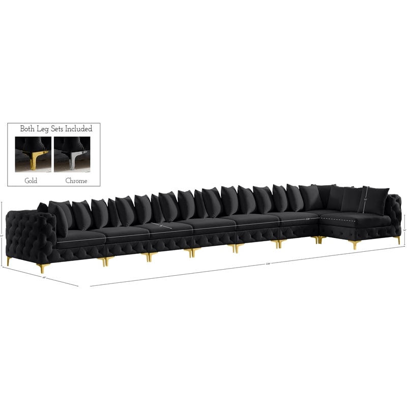 Meridian Furniture Tremblay Black Velvet Modular Sectional