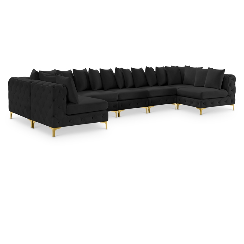 Meridian Furniture Tremblay Black Velvet Modular Sectional
