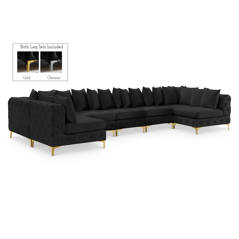 Meridian Furniture Tremblay Black Velvet Modular Sectional