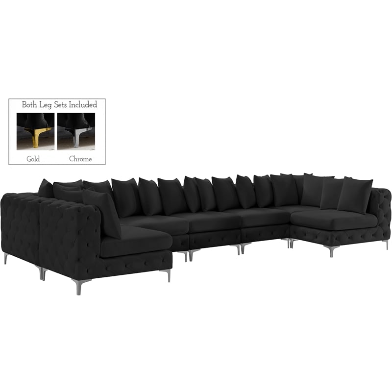 Meridian Furniture Tremblay Black Velvet Modular Sectional