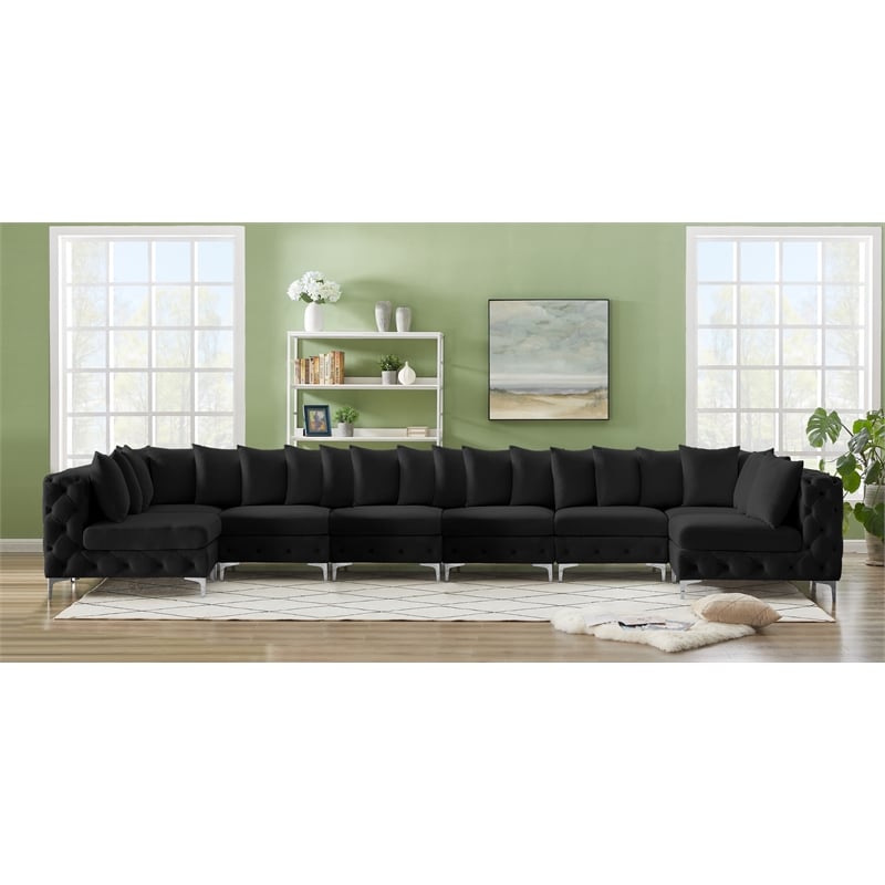 Meridian Furniture Tremblay Black Velvet Modular Sectional