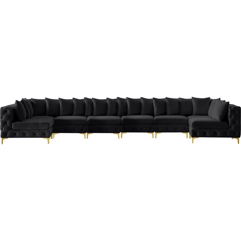 Meridian Furniture Tremblay Black Velvet Modular Sectional