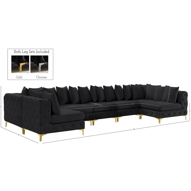 Meridian Furniture Tremblay Black Velvet Modular Sectional