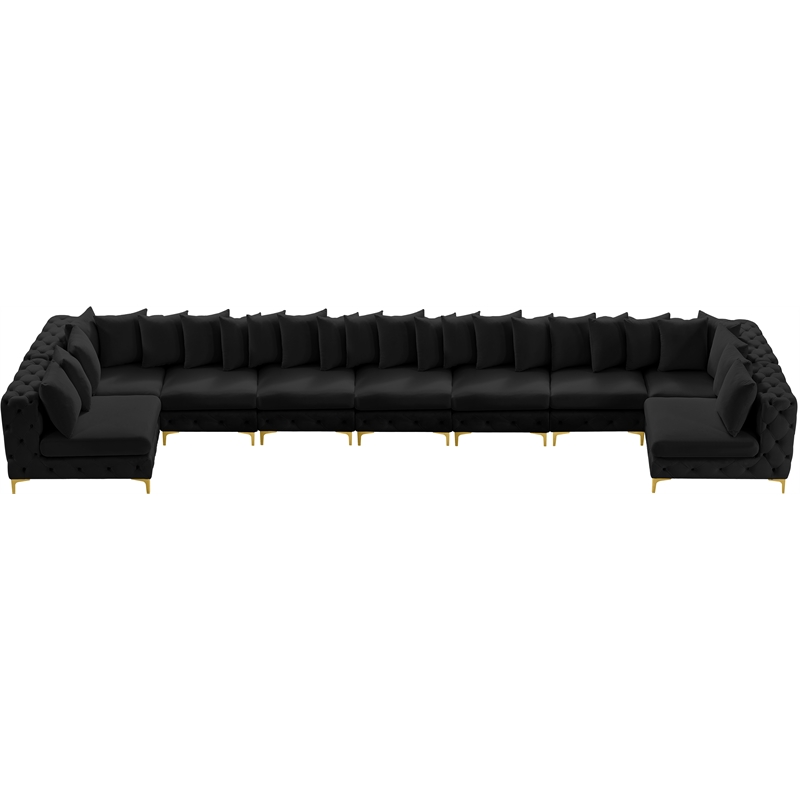 Meridian Furniture Tremblay Black Velvet Modular Sectional