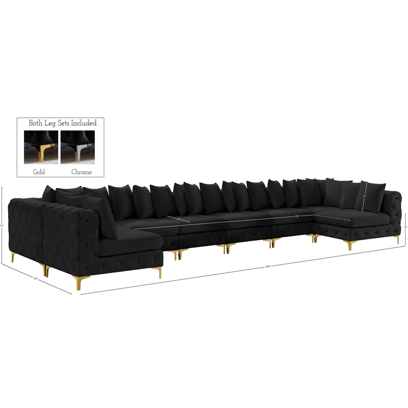 Meridian Furniture Tremblay Black Velvet Modular Sectional