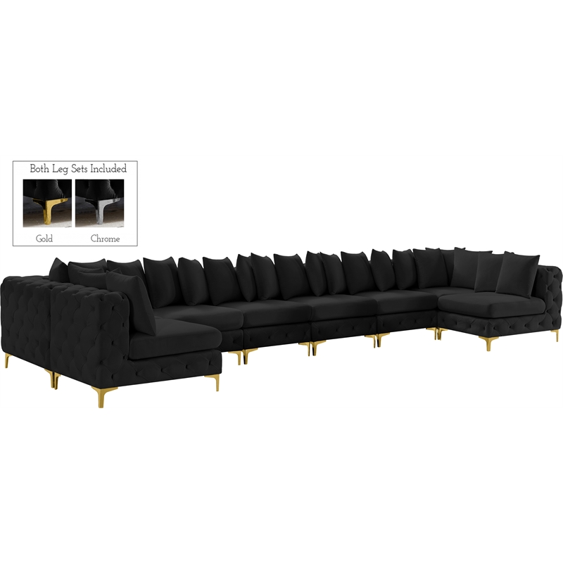 Meridian Furniture Tremblay Black Velvet Modular Sectional