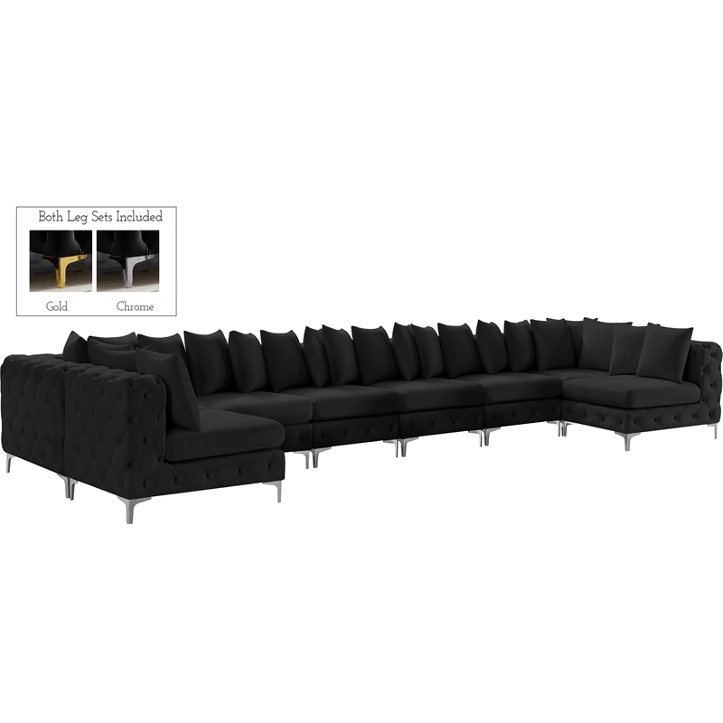 Meridian Furniture Tremblay Black Velvet Modular Sectional