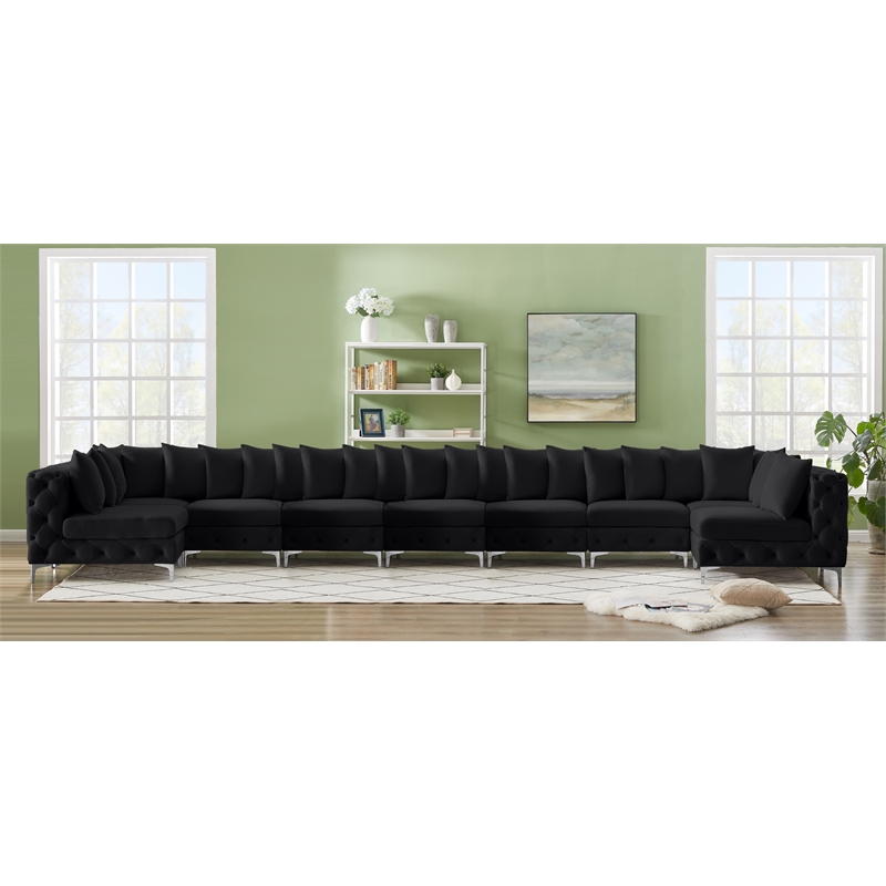 Meridian Furniture Tremblay Black Velvet Modular Sectional