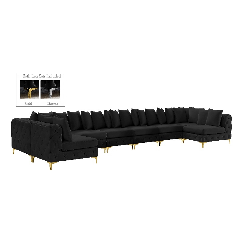 Meridian Furniture Tremblay Black Velvet Modular Sectional