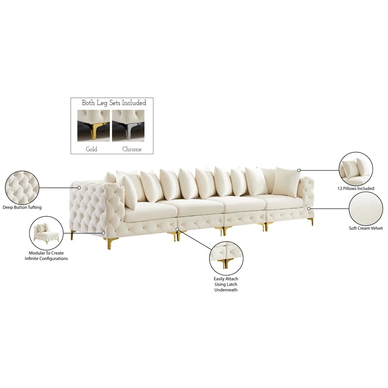 Meridian Furniture Tremblay Cream Velvet Modular Sofa