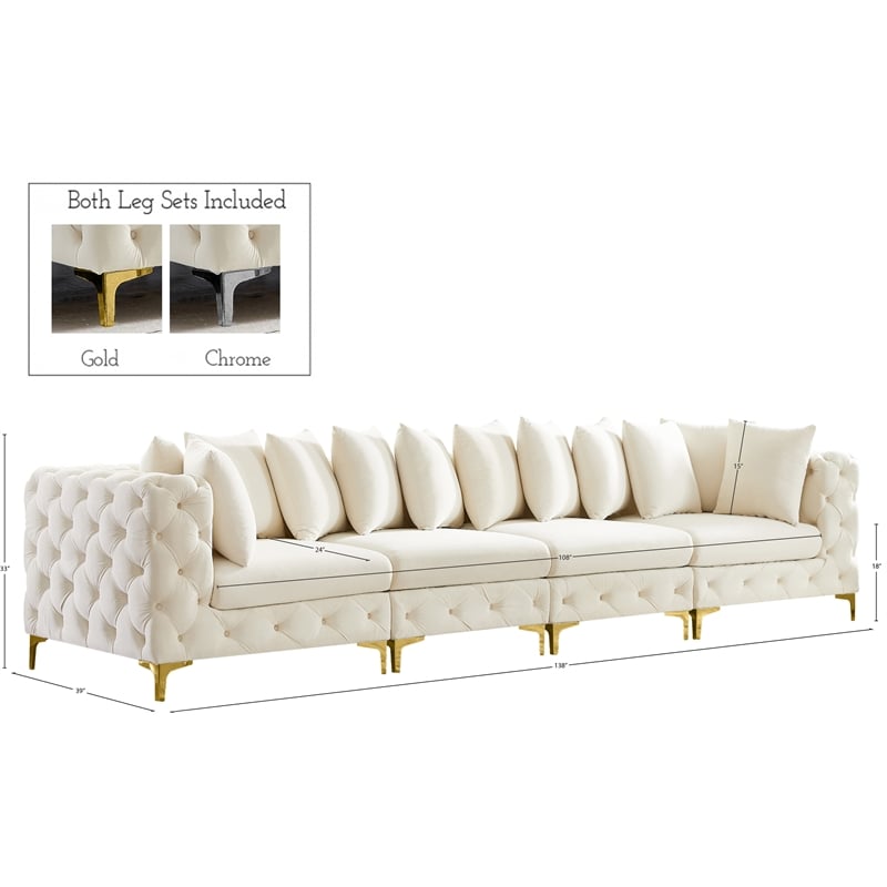 Meridian Furniture Tremblay Cream Velvet Modular Sofa