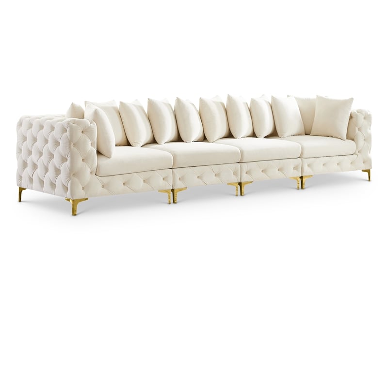 Meridian Furniture Tremblay Cream Velvet Modular Sofa