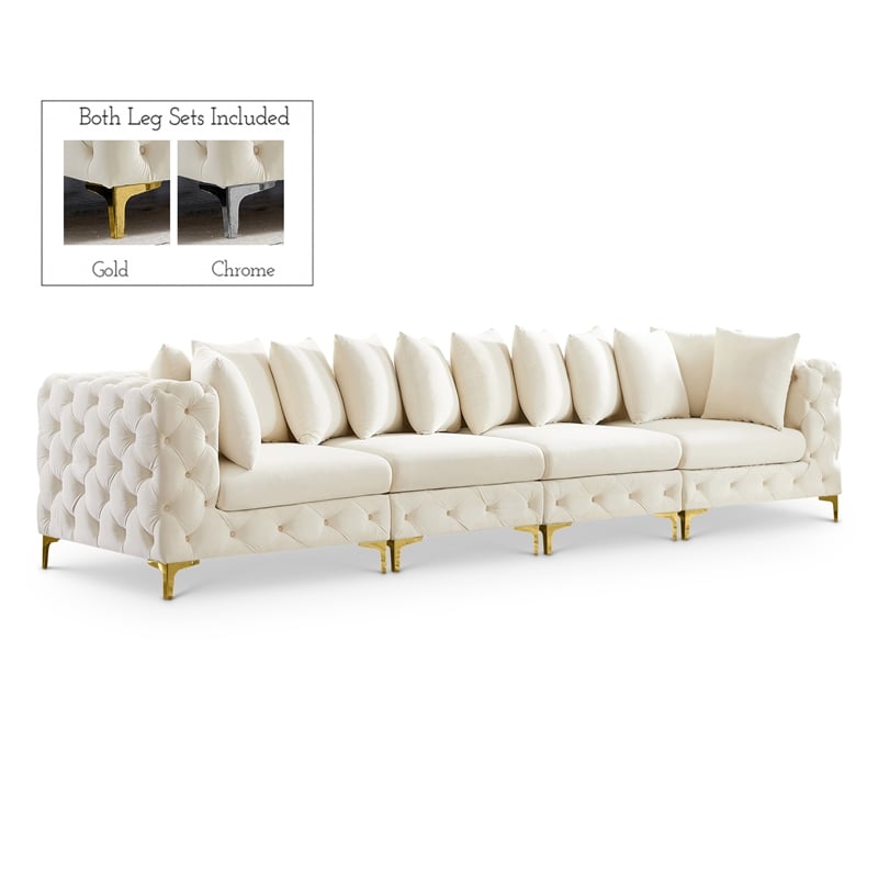 Meridian Furniture Tremblay Cream Velvet Modular Sofa