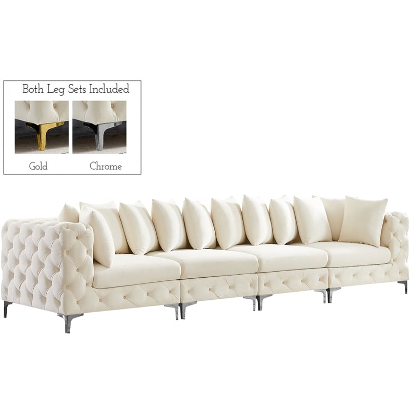 Meridian Furniture Tremblay Cream Velvet Modular Sofa
