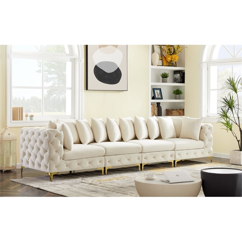 Meridian Furniture Tremblay Cream Velvet Modular Sofa