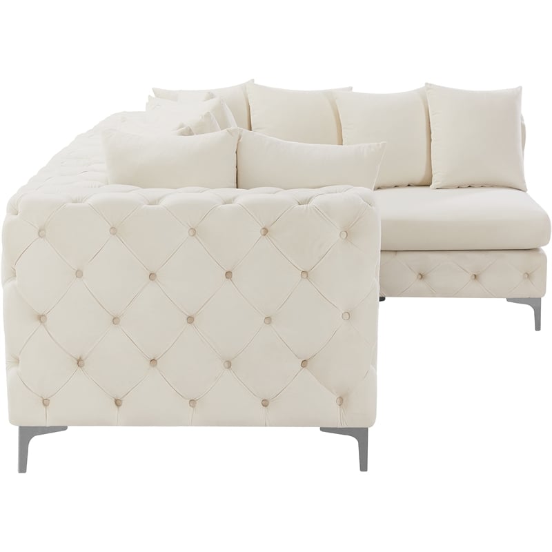 Meridian Furniture Tremblay Cream Velvet Modular Sectional