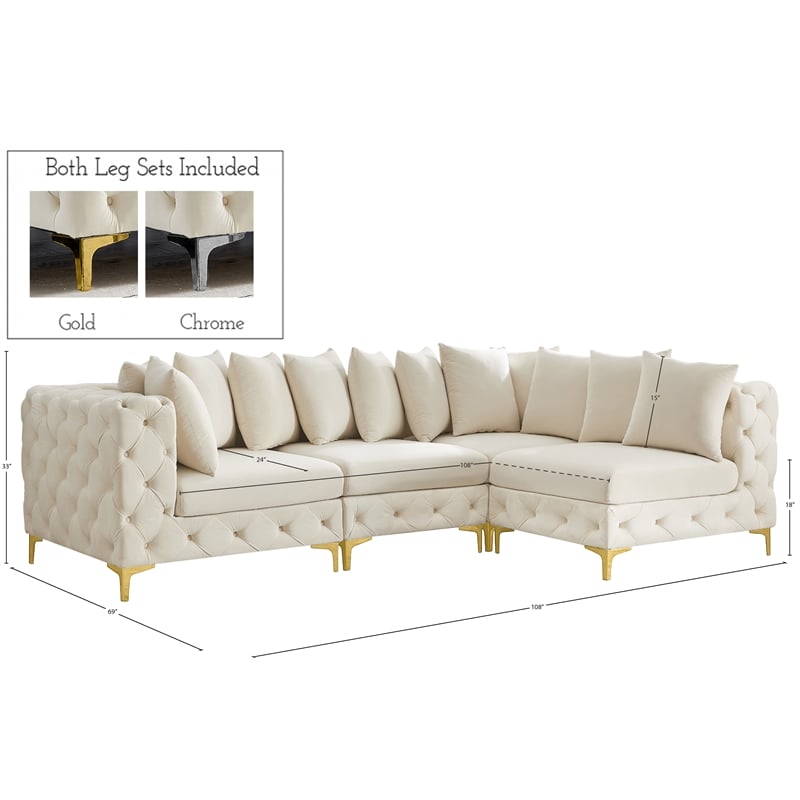 Meridian Furniture Tremblay Cream Velvet Modular Sectional