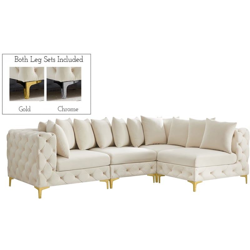 Meridian Furniture Tremblay Cream Velvet Modular Sectional