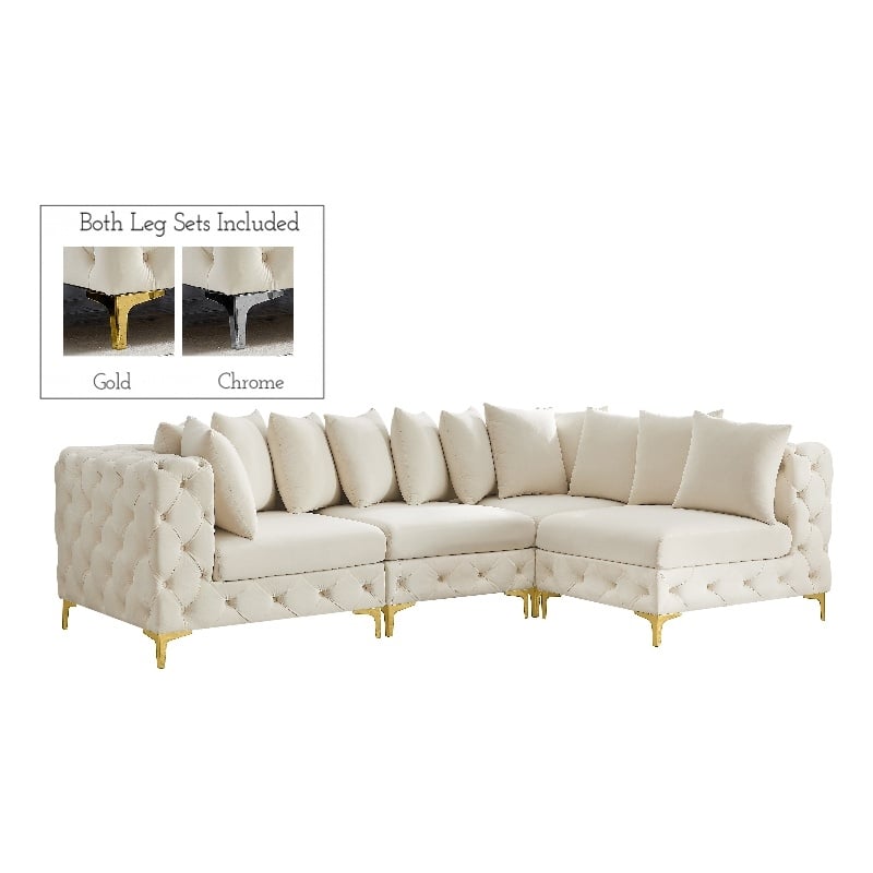 Meridian Furniture Tremblay Cream Velvet Modular Sectional