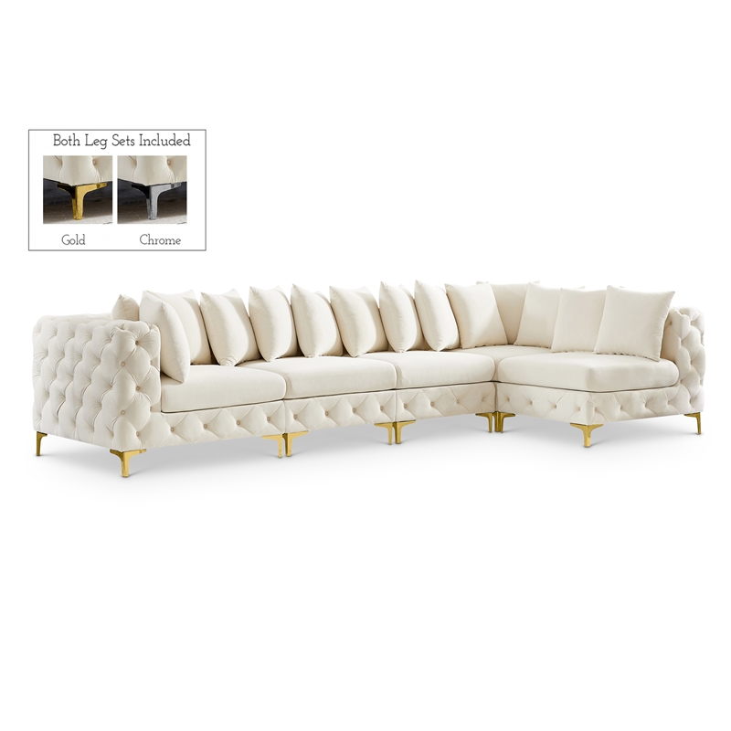 Meridian Furniture Tremblay Cream Velvet Modular Sectional