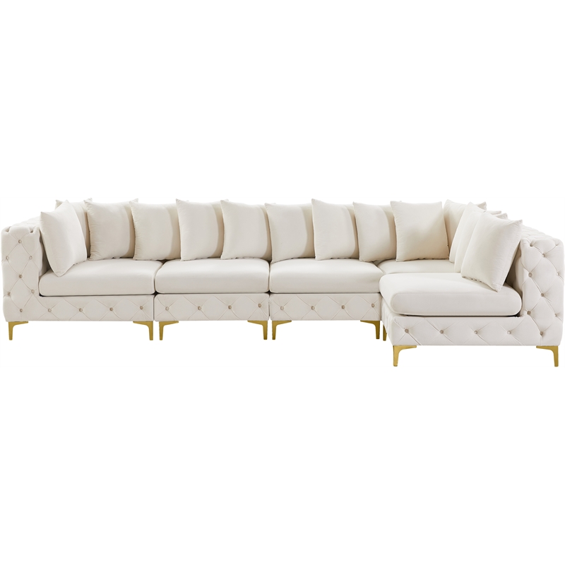Meridian Furniture Tremblay Cream Velvet Modular Sectional