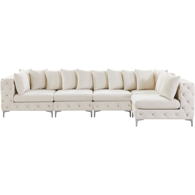 Meridian Furniture Tremblay Cream Velvet Modular Sectional