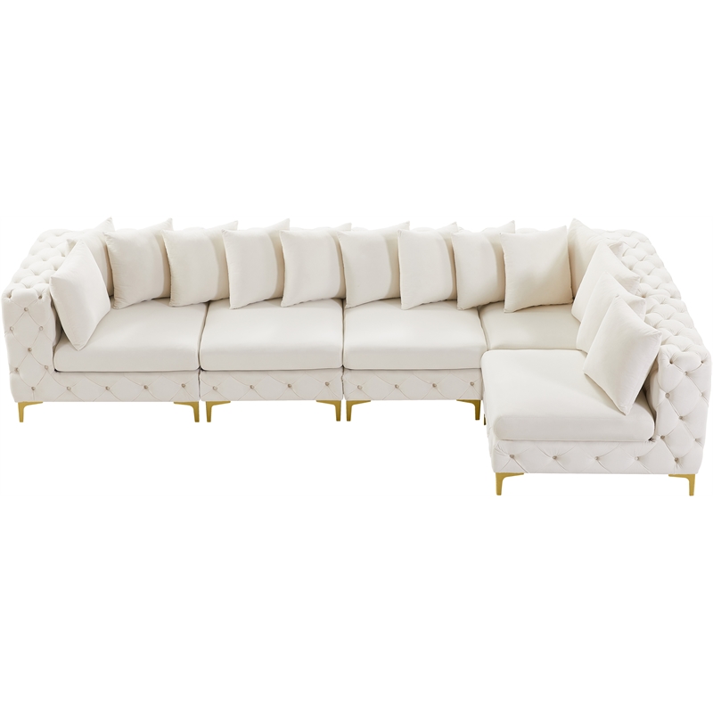 Meridian Furniture Tremblay Cream Velvet Modular Sectional