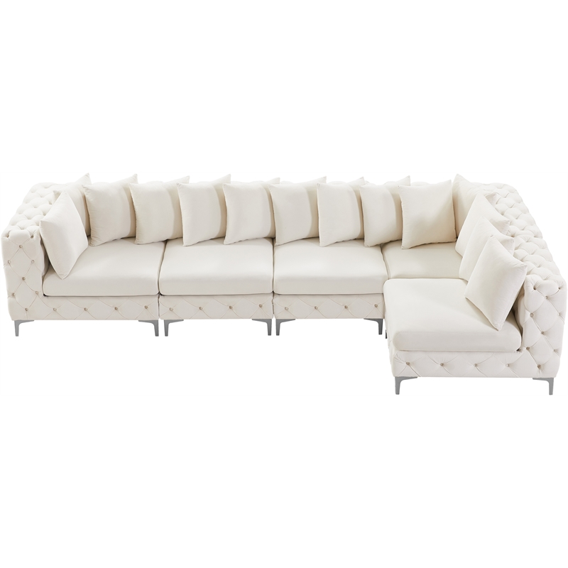 Meridian Furniture Tremblay Cream Velvet Modular Sectional