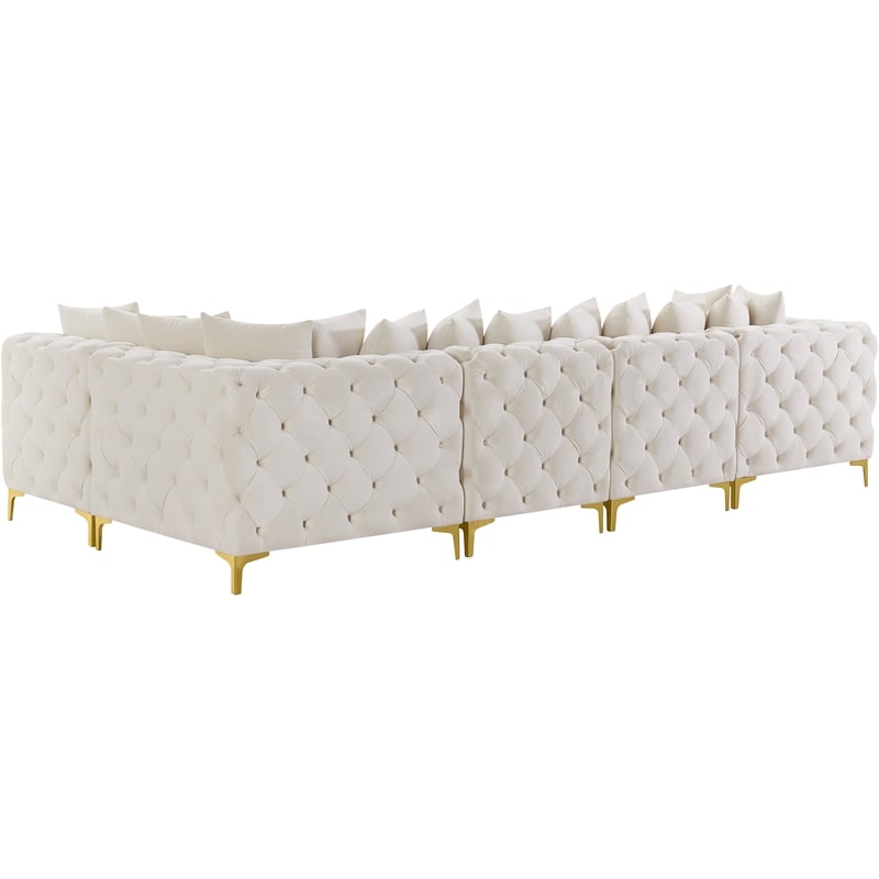 Meridian Furniture Tremblay Cream Velvet Modular Sectional