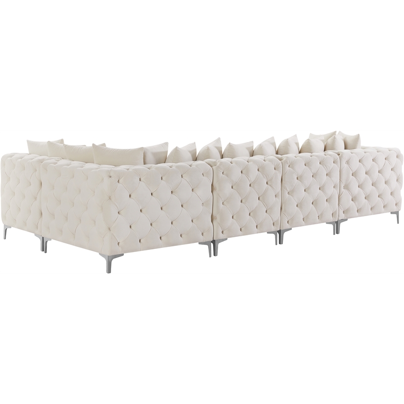 Meridian Furniture Tremblay Cream Velvet Modular Sectional