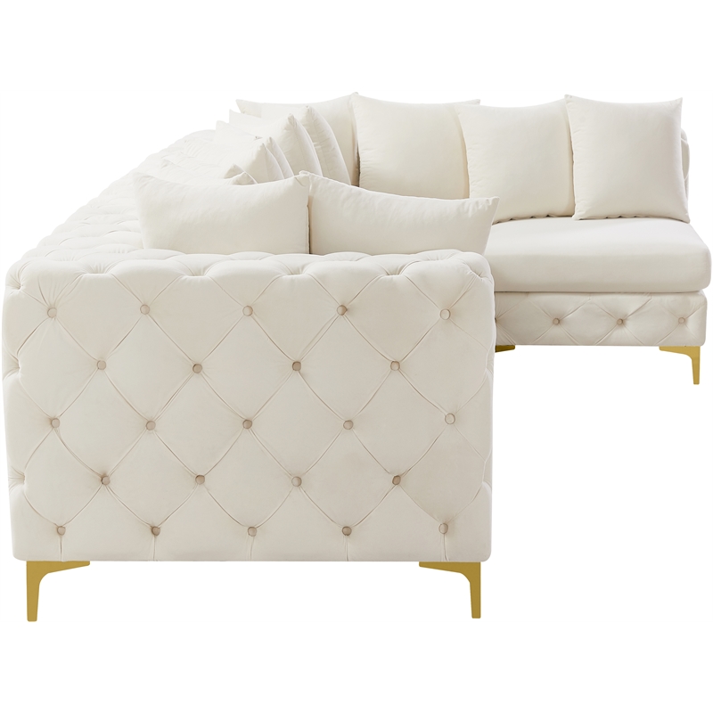 Meridian Furniture Tremblay Cream Velvet Modular Sectional