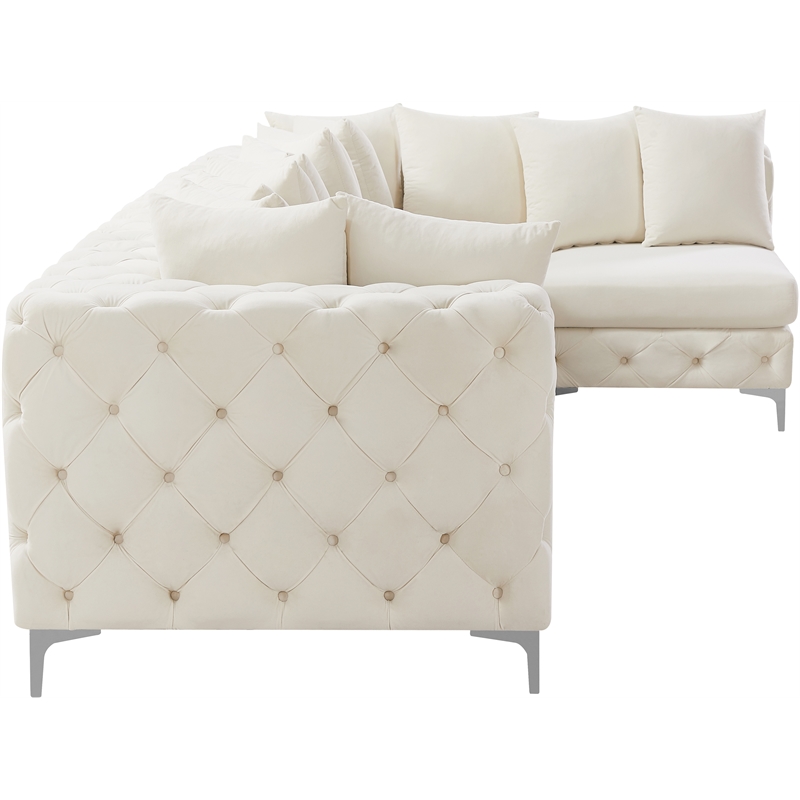 Meridian Furniture Tremblay Cream Velvet Modular Sectional
