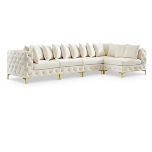 Meridian Furniture Tremblay Cream Velvet Modular Sectional