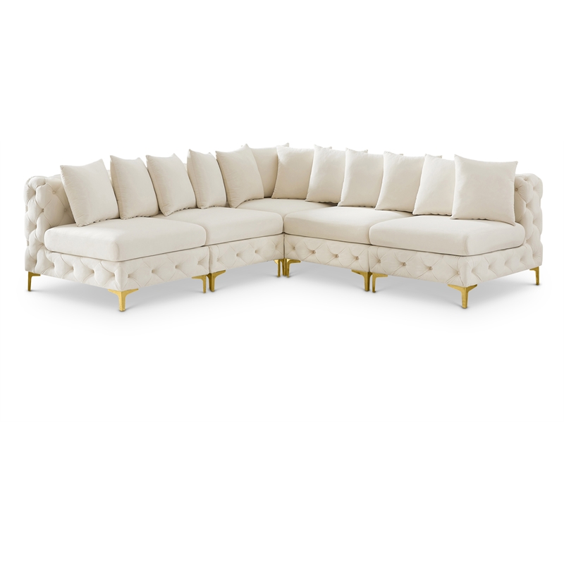 Meridian Furniture Tremblay Cream Velvet Modular Sectional