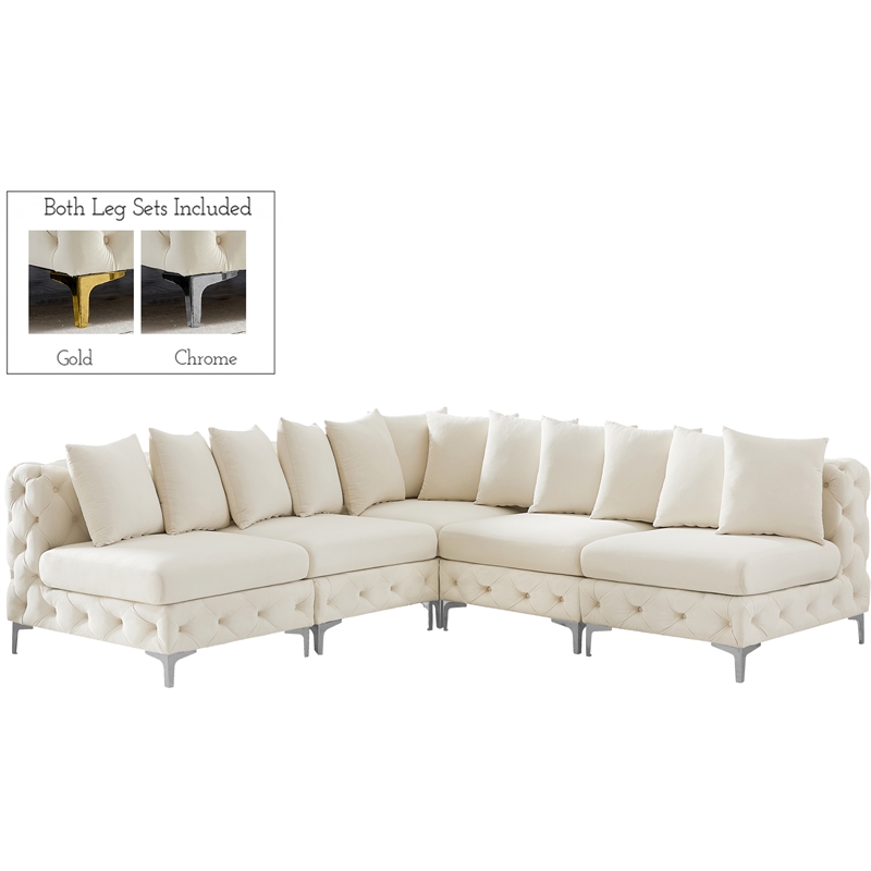 Meridian Furniture Tremblay Cream Velvet Modular Sectional