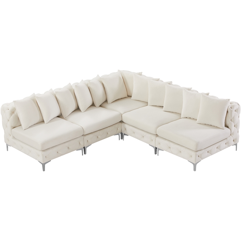 Meridian Furniture Tremblay Cream Velvet Modular Sectional