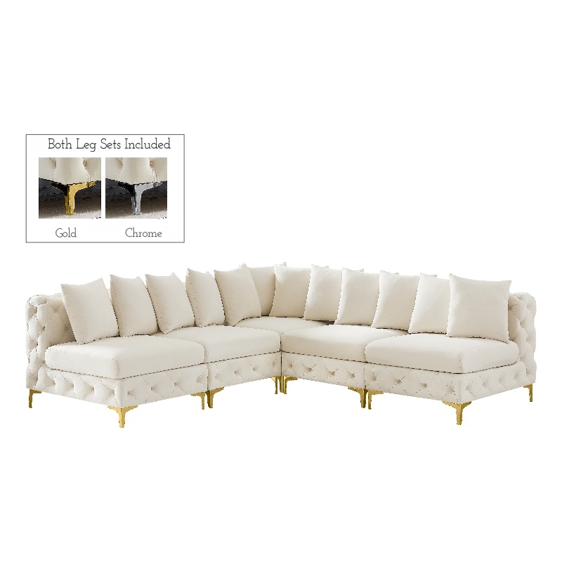 Meridian Furniture Tremblay Cream Velvet Modular Sectional