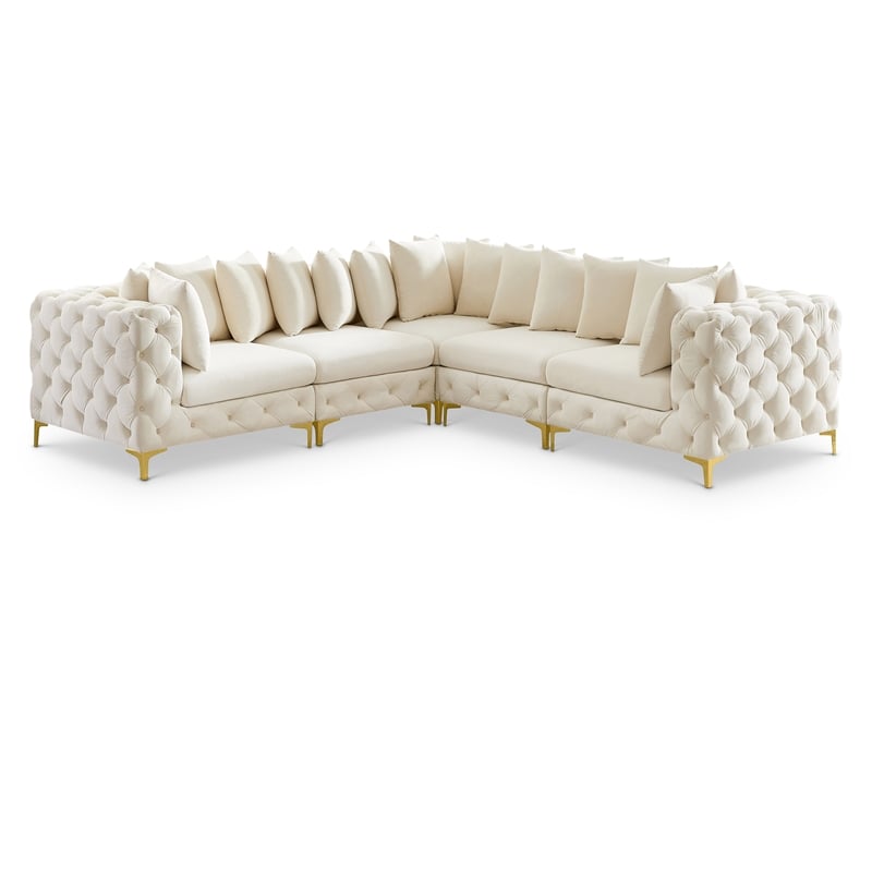 Meridian Furniture Tremblay Cream Velvet Modular Sectional