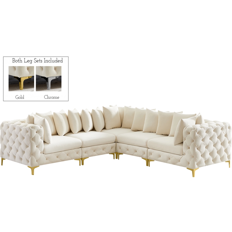 Meridian Furniture Tremblay Cream Velvet Modular Sectional