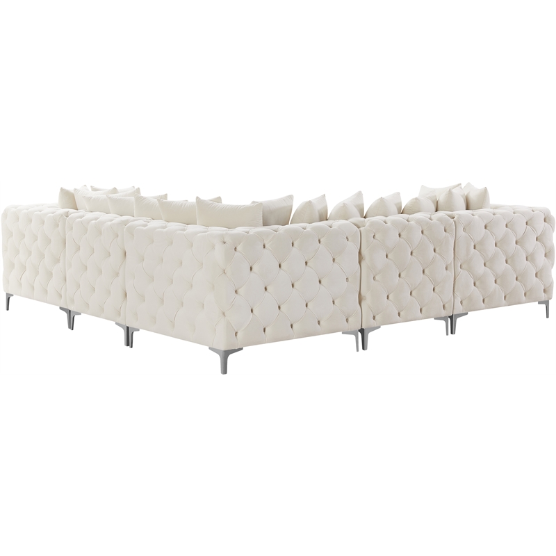 Meridian Furniture Tremblay Cream Velvet Modular Sectional