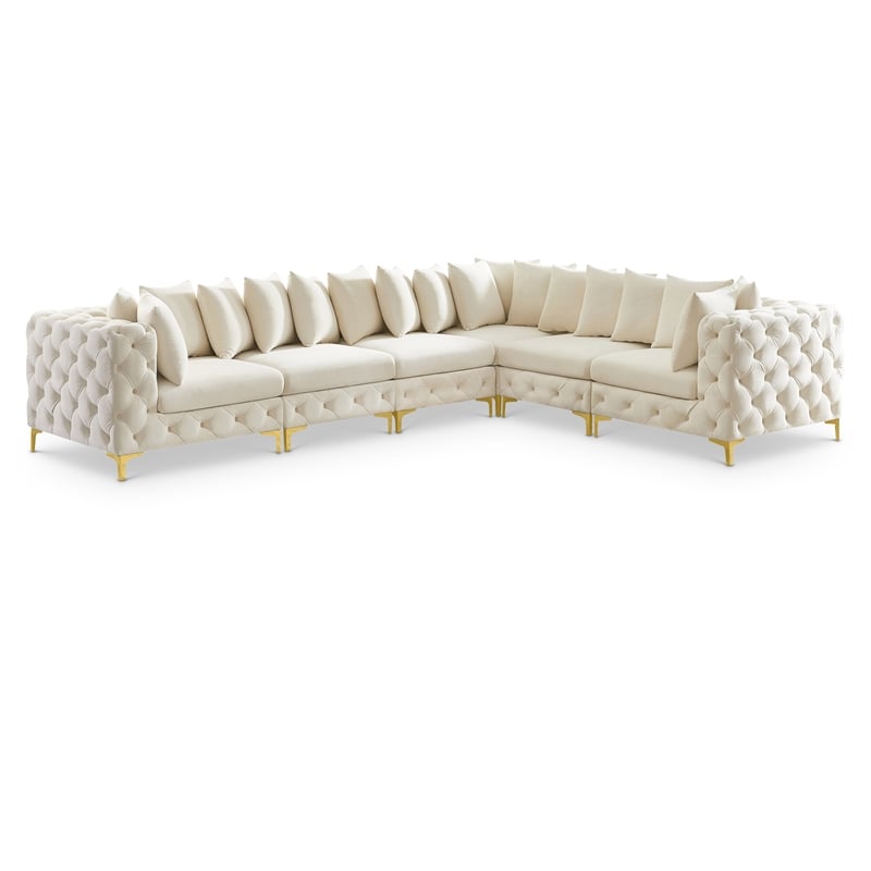 Meridian Furniture Tremblay Cream Velvet Modular Sectional