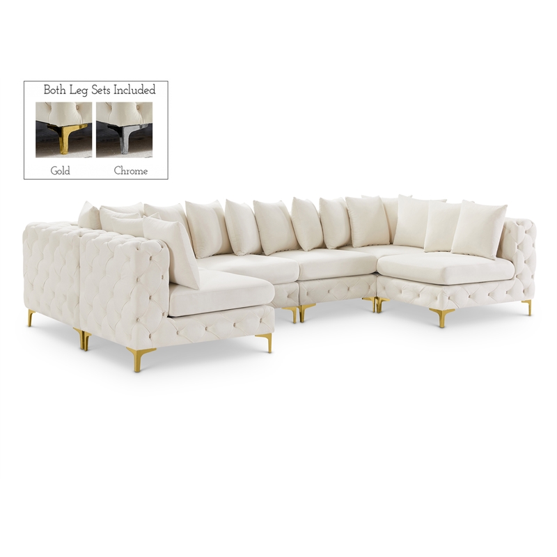 Meridian Furniture Tremblay Cream Velvet Modular Sectional