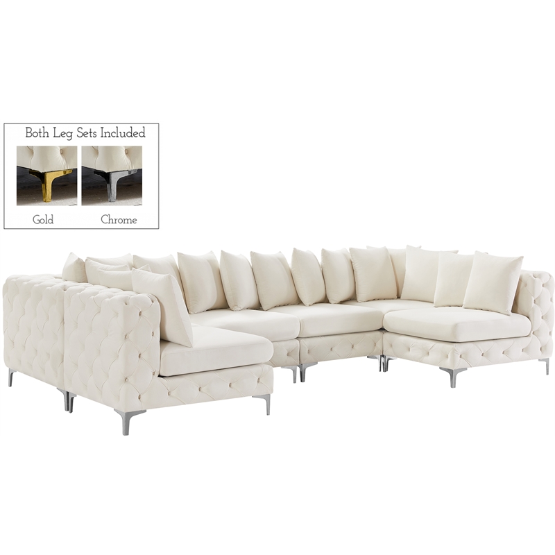 Meridian Furniture Tremblay Cream Velvet Modular Sectional