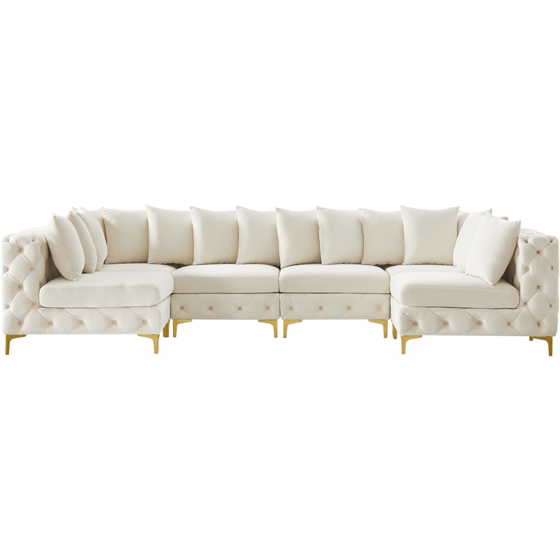 Meridian Furniture Tremblay Cream Velvet Modular Sectional