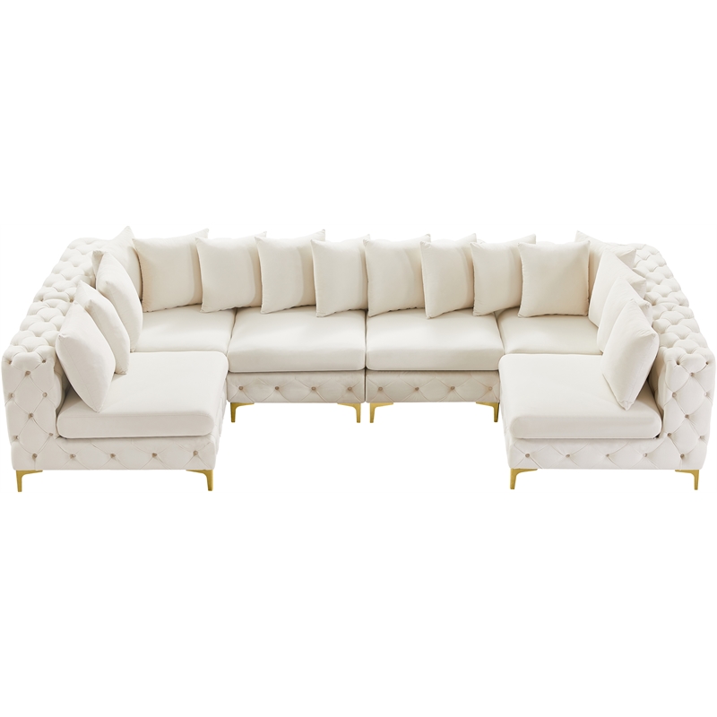 Meridian Furniture Tremblay Cream Velvet Modular Sectional