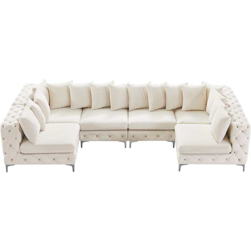 Meridian Furniture Tremblay Cream Velvet Modular Sectional